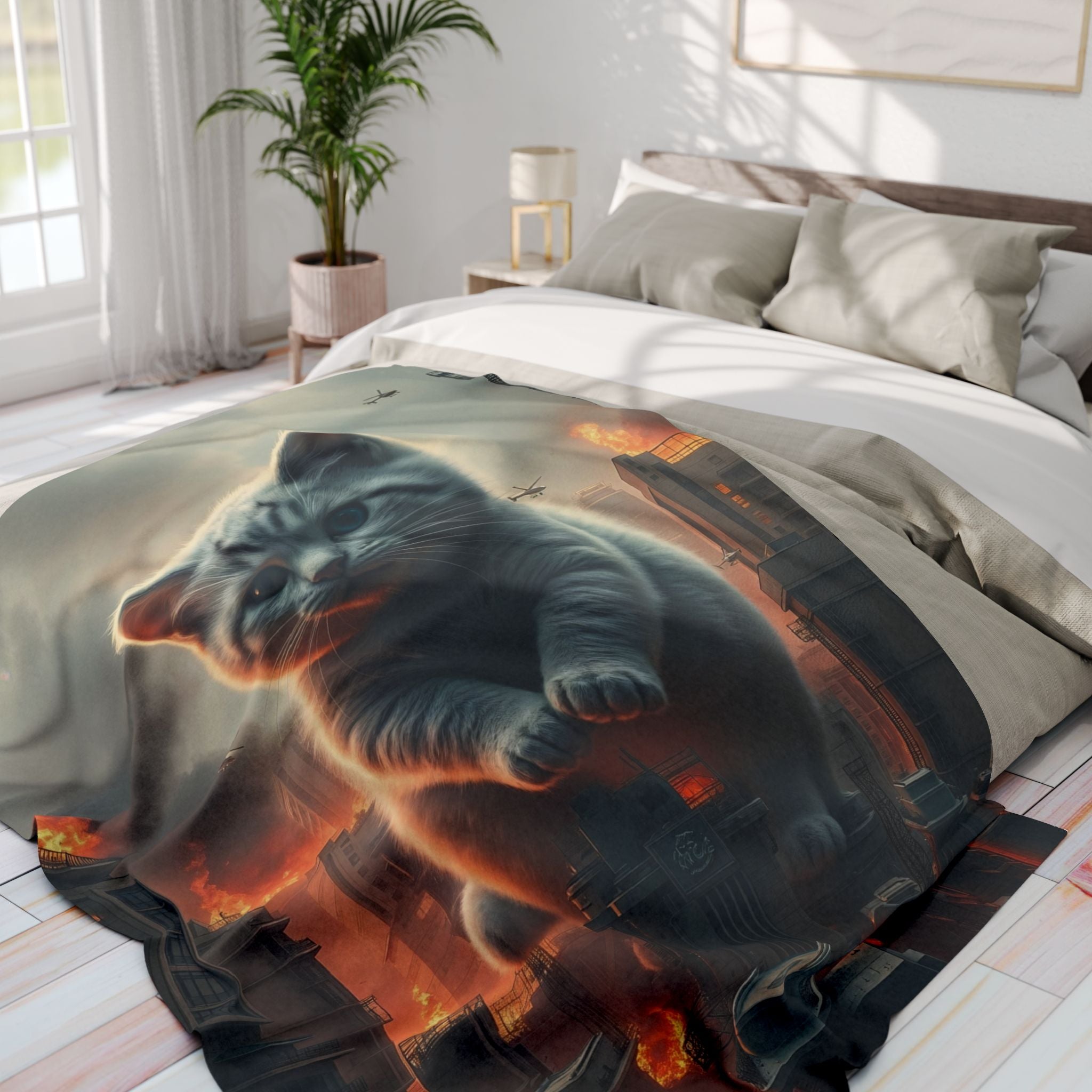 Cute Giant Angry Kitten Invades City Blanket