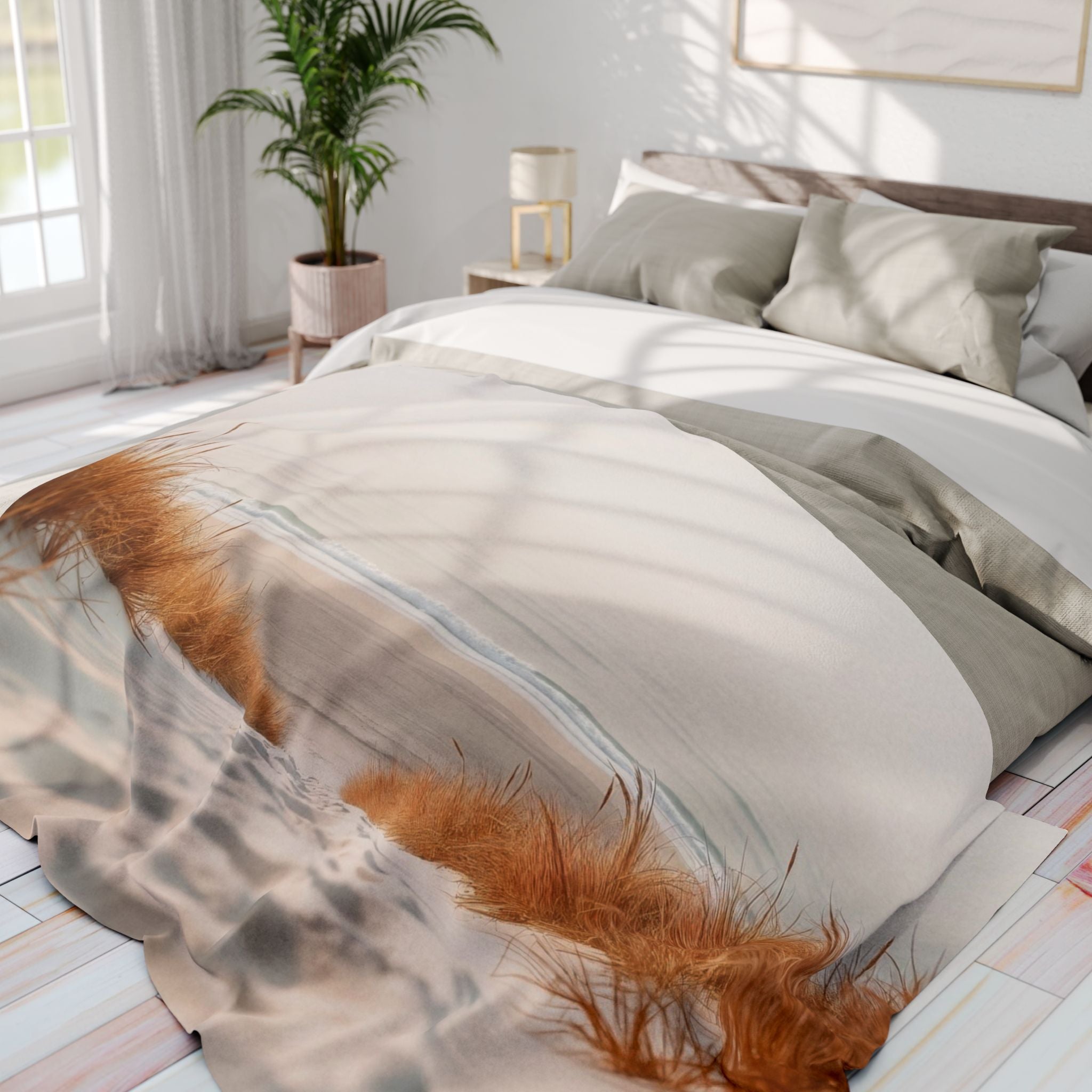 Serene Costal Beach Sea Grass Blanket