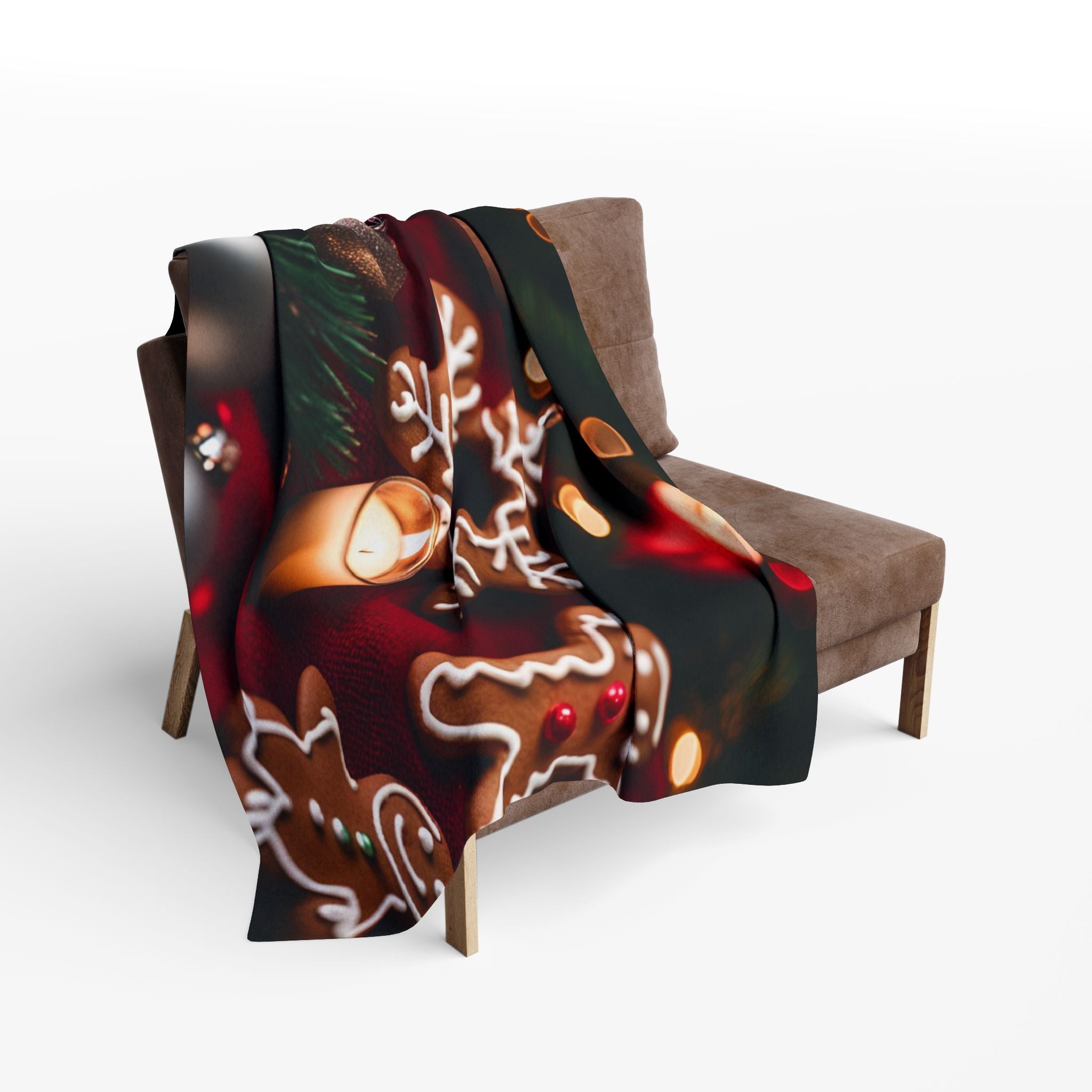 Christmas Blanket Gingerbread Men And Candles