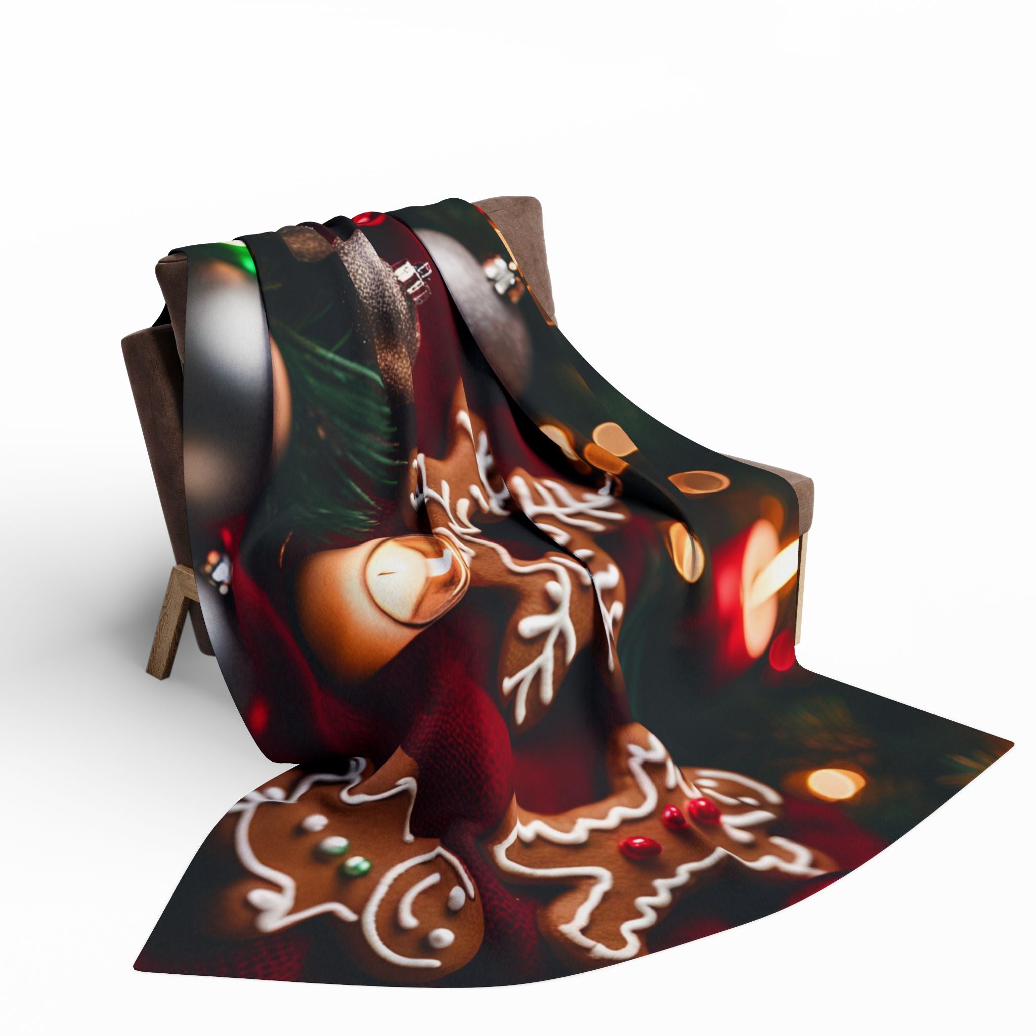 Christmas Blanket Gingerbread Men And Candles