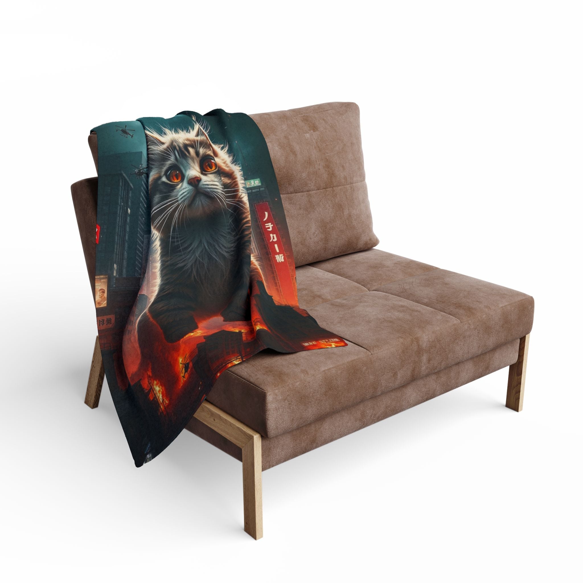 Angry Kitten Attacks Downtown Japan Blanket