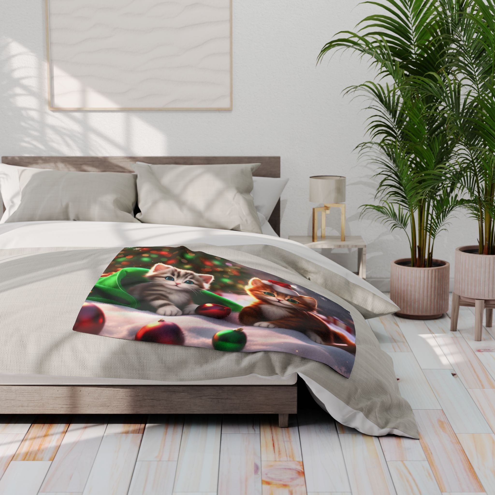 Cute Fun Christmas Kittens Blanket