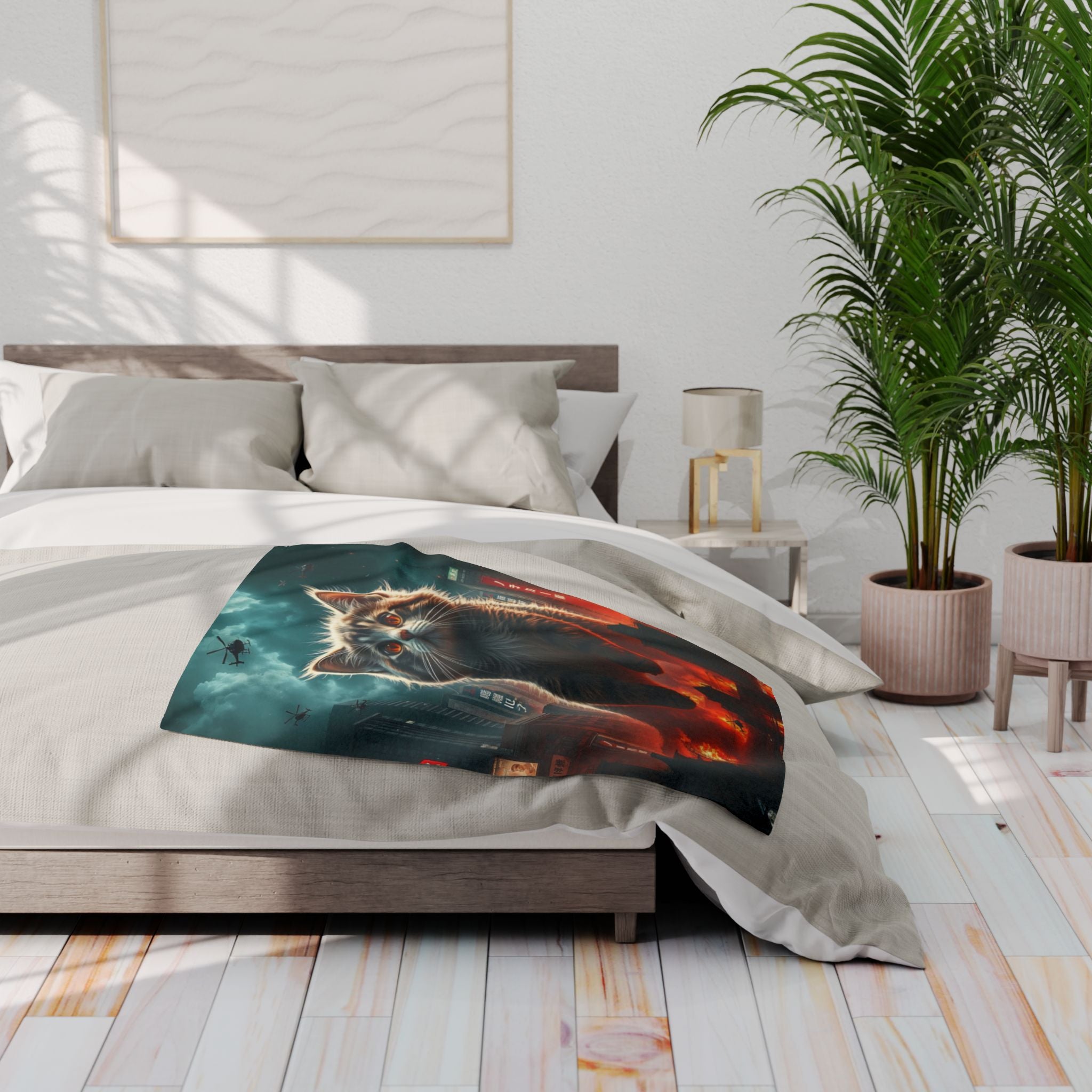Angry Kitten Attacks Downtown Japan Blanket