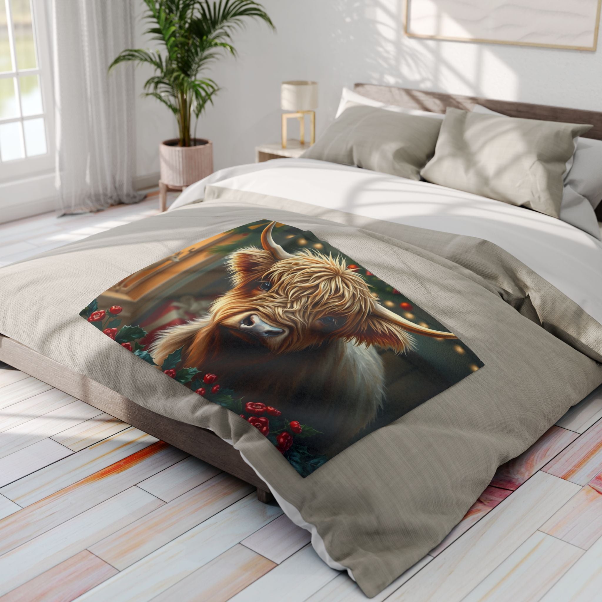 Festive Highland Cow Blanket