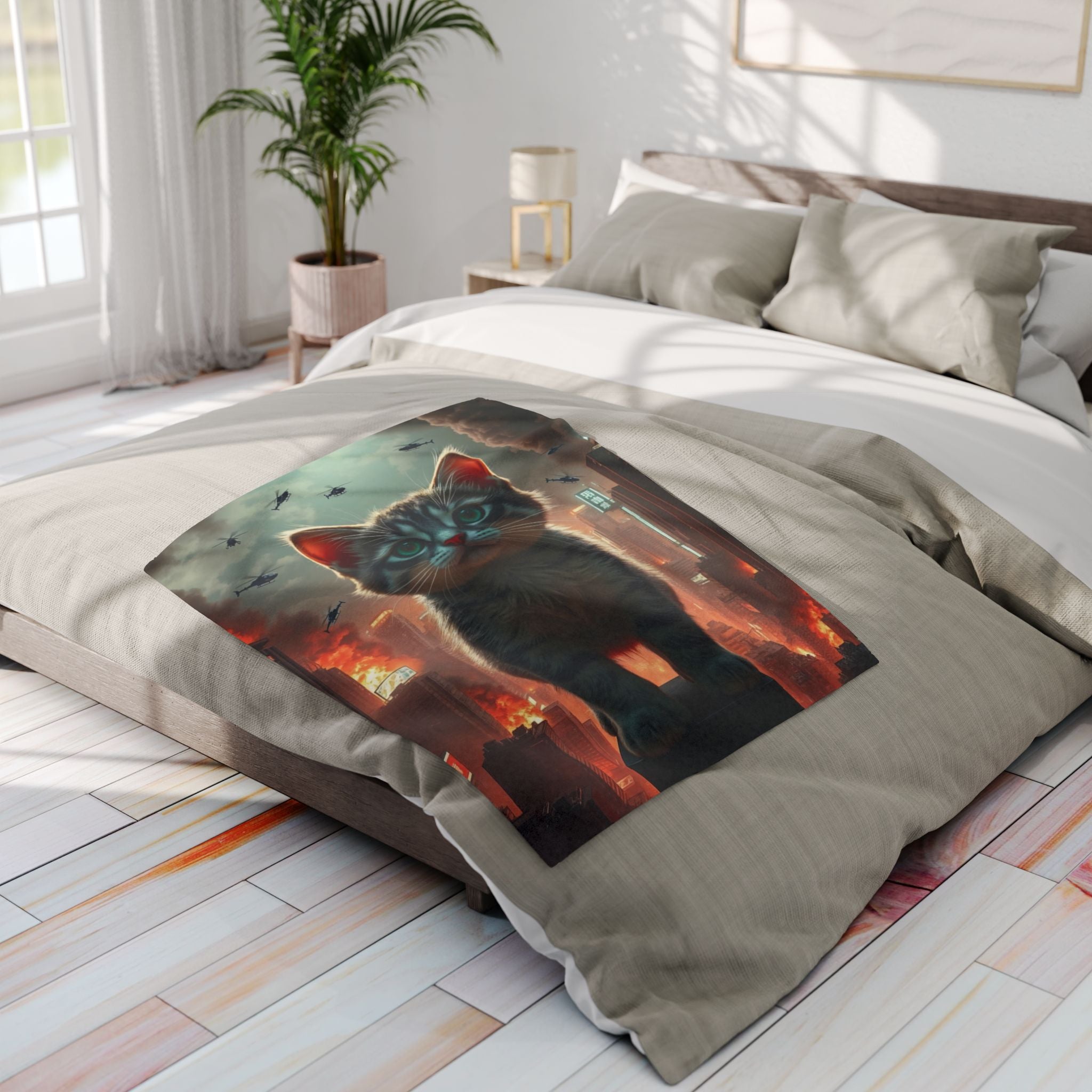 Giant Angry Kitten Attacks City Blanket