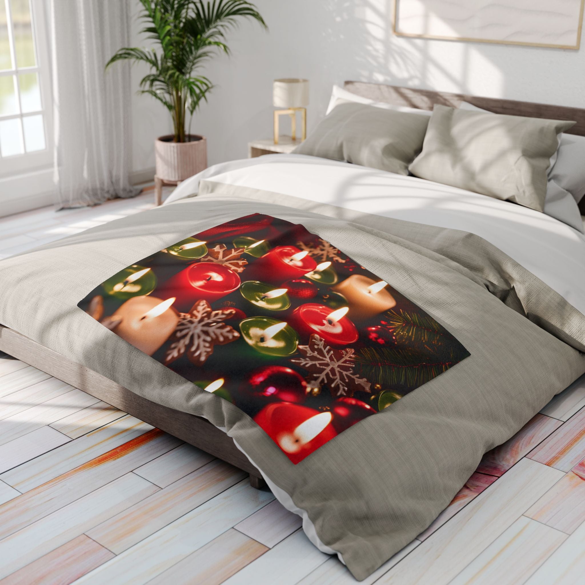 Christmas Candles and Snowflakes Blanket
