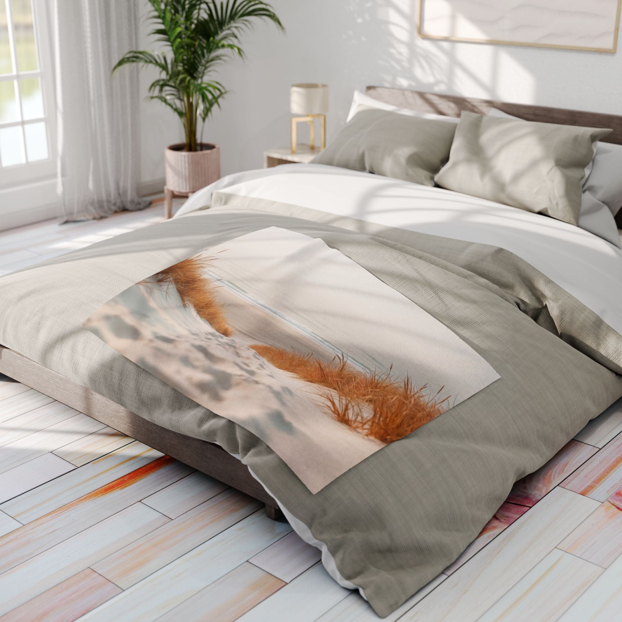 Serene Costal Beach Sea Grass Blanket