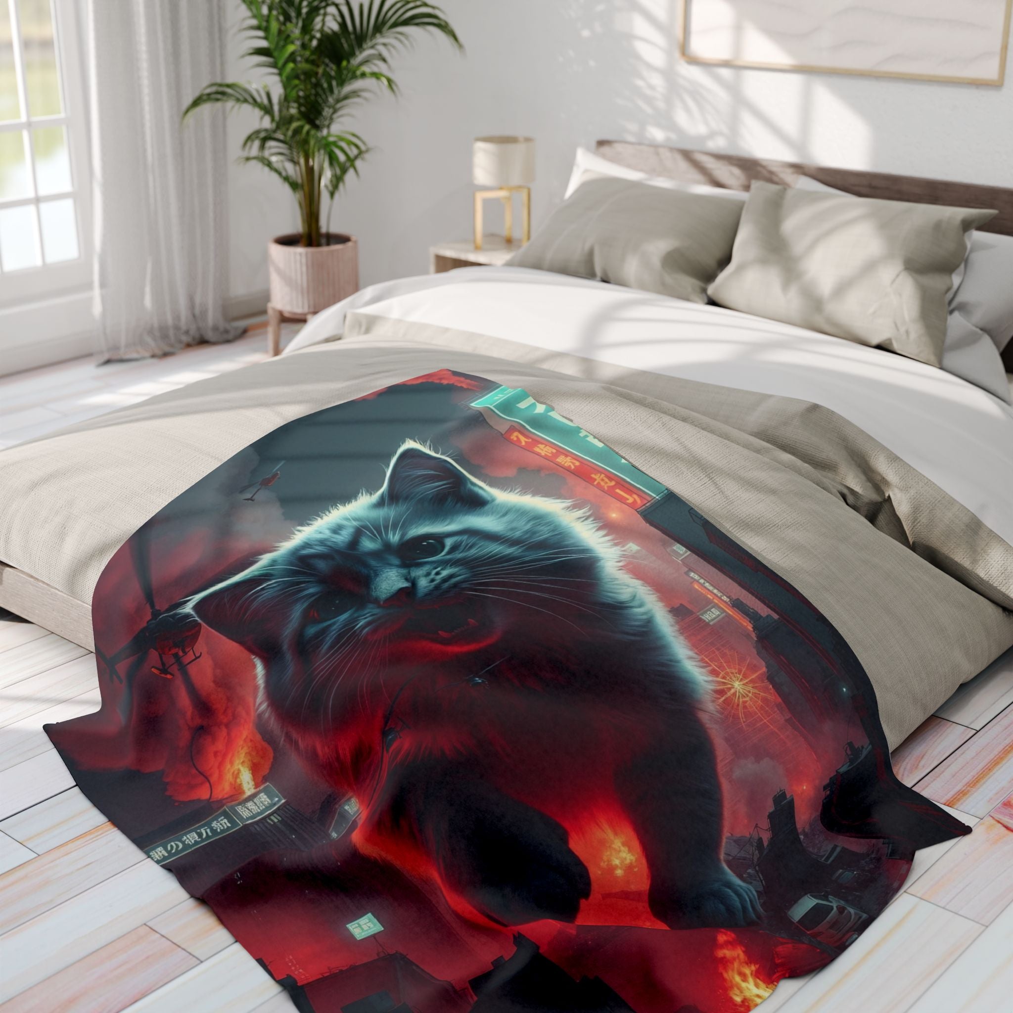 Angry Kitten Invades Downtown Tokyo Blanket