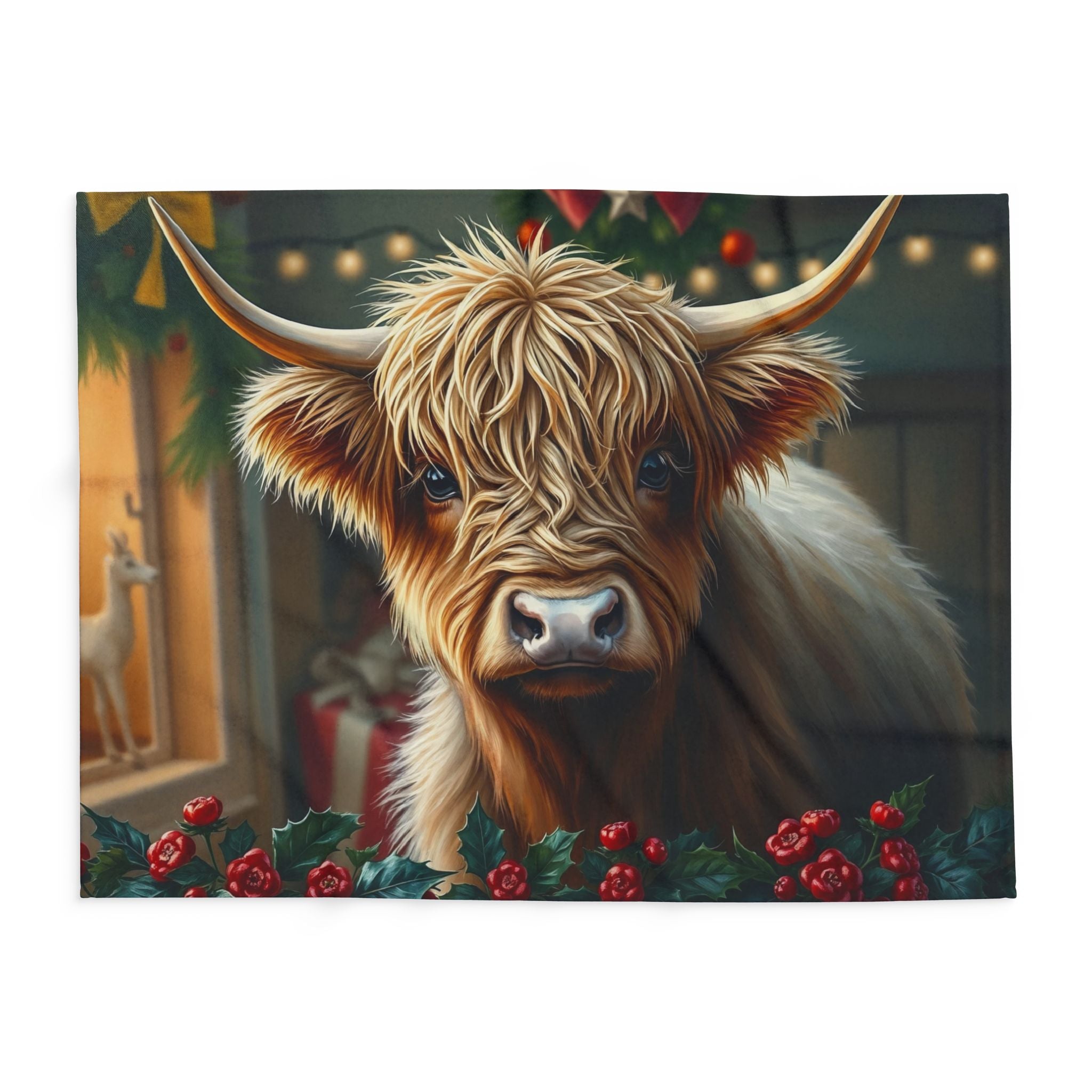 Festive Highland Cow Blanket
