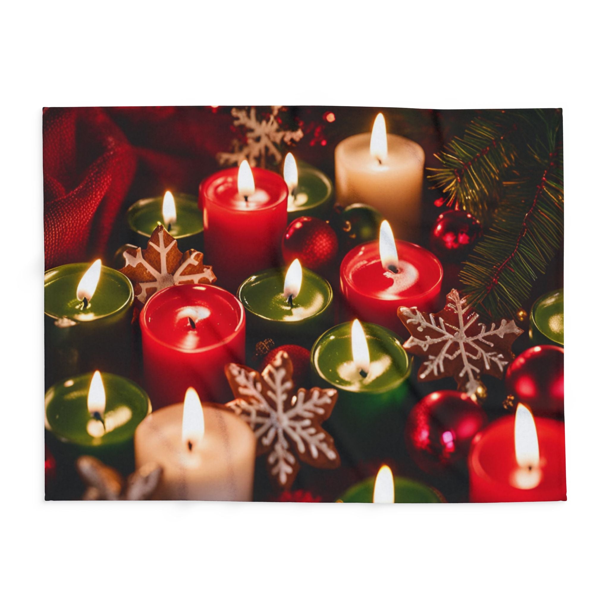Christmas Candles and Snowflakes Blanket