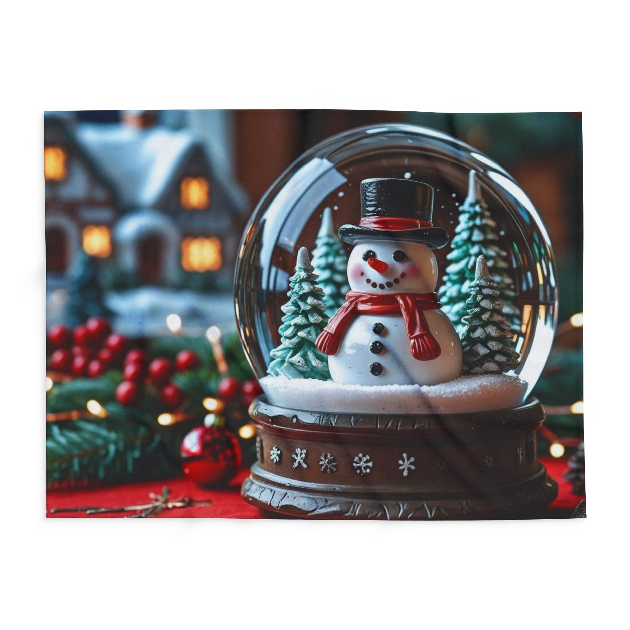 Festive Snowman Snow Globe Blanket