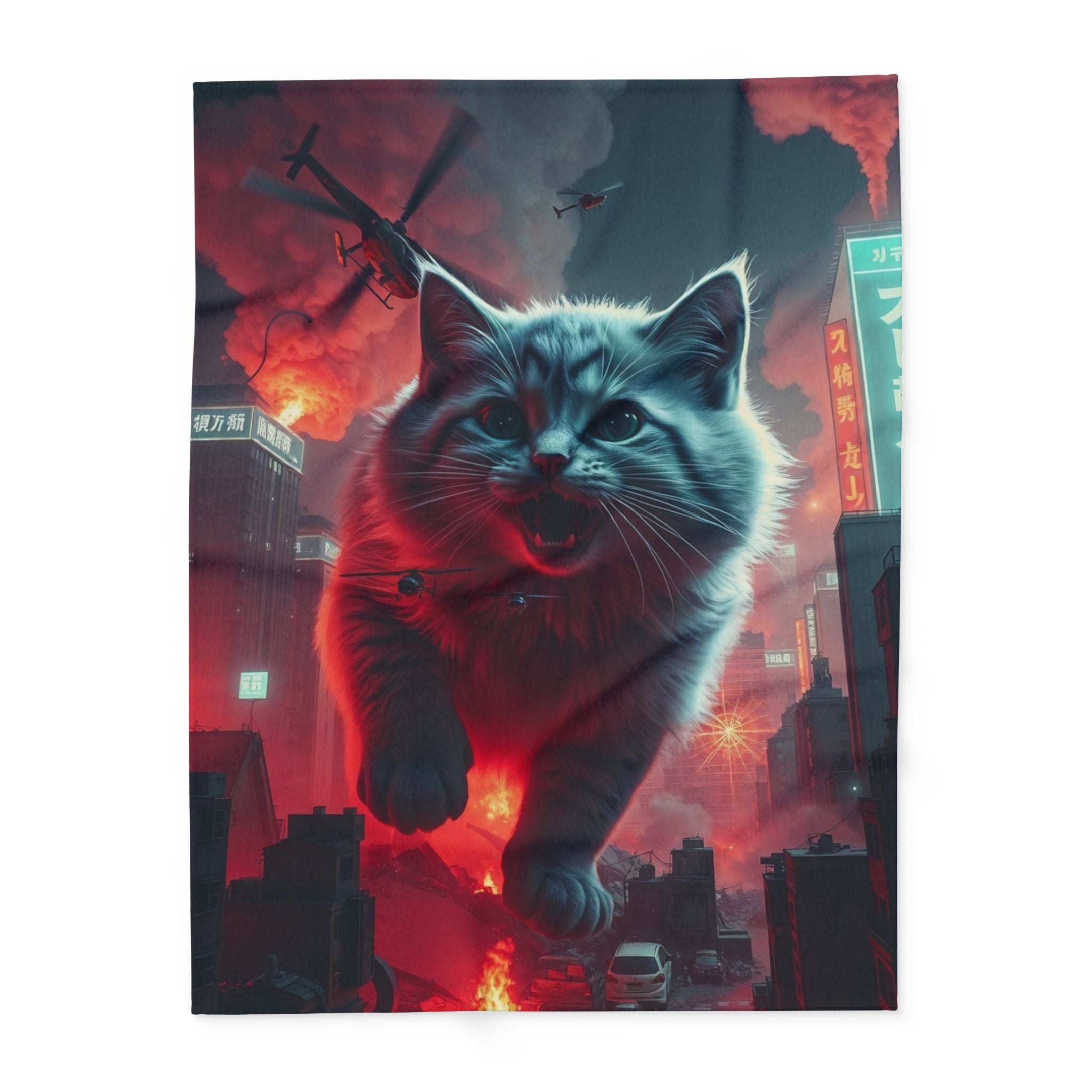 Angry Kitten Invades Downtown Tokyo Blanket