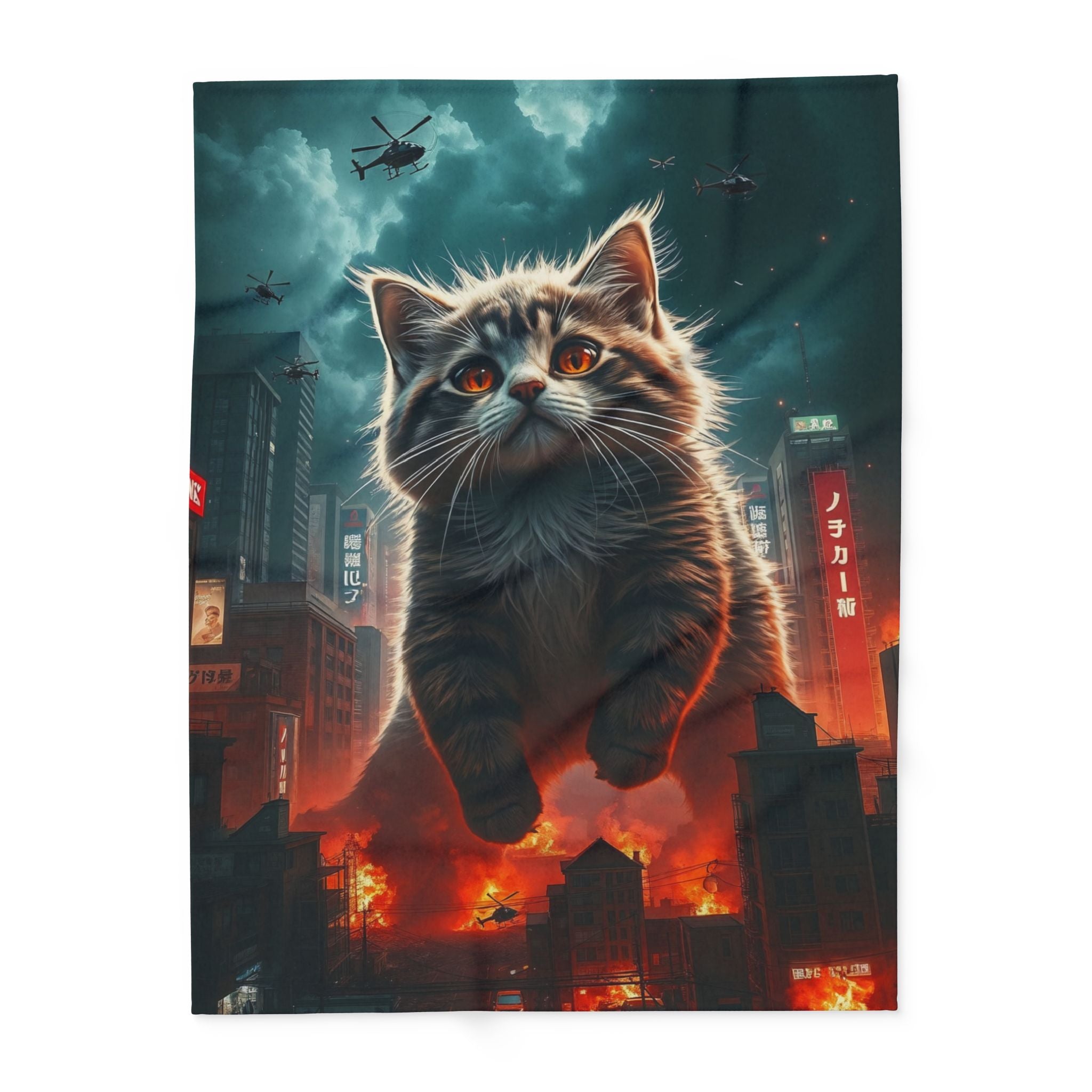 Angry Kitten Attacks Downtown Japan Blanket