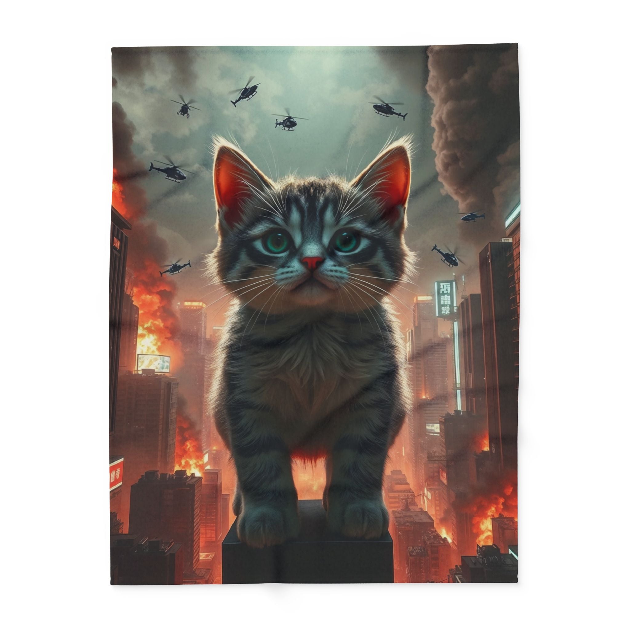 Giant Angry Kitten Attacks City Blanket