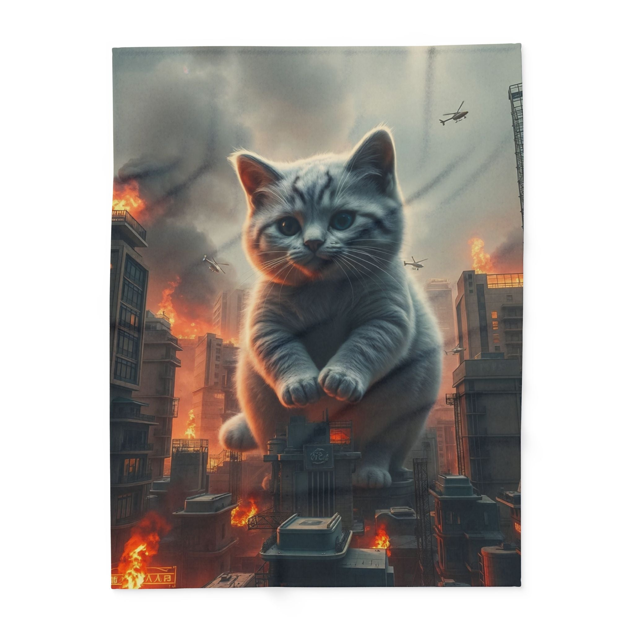 Cute Giant Angry Kitten Invades City Blanket